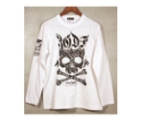 ダーツアパレル【3GGC】MT-14（Feather Skull ホワイト） ロングスリーブTシャツ